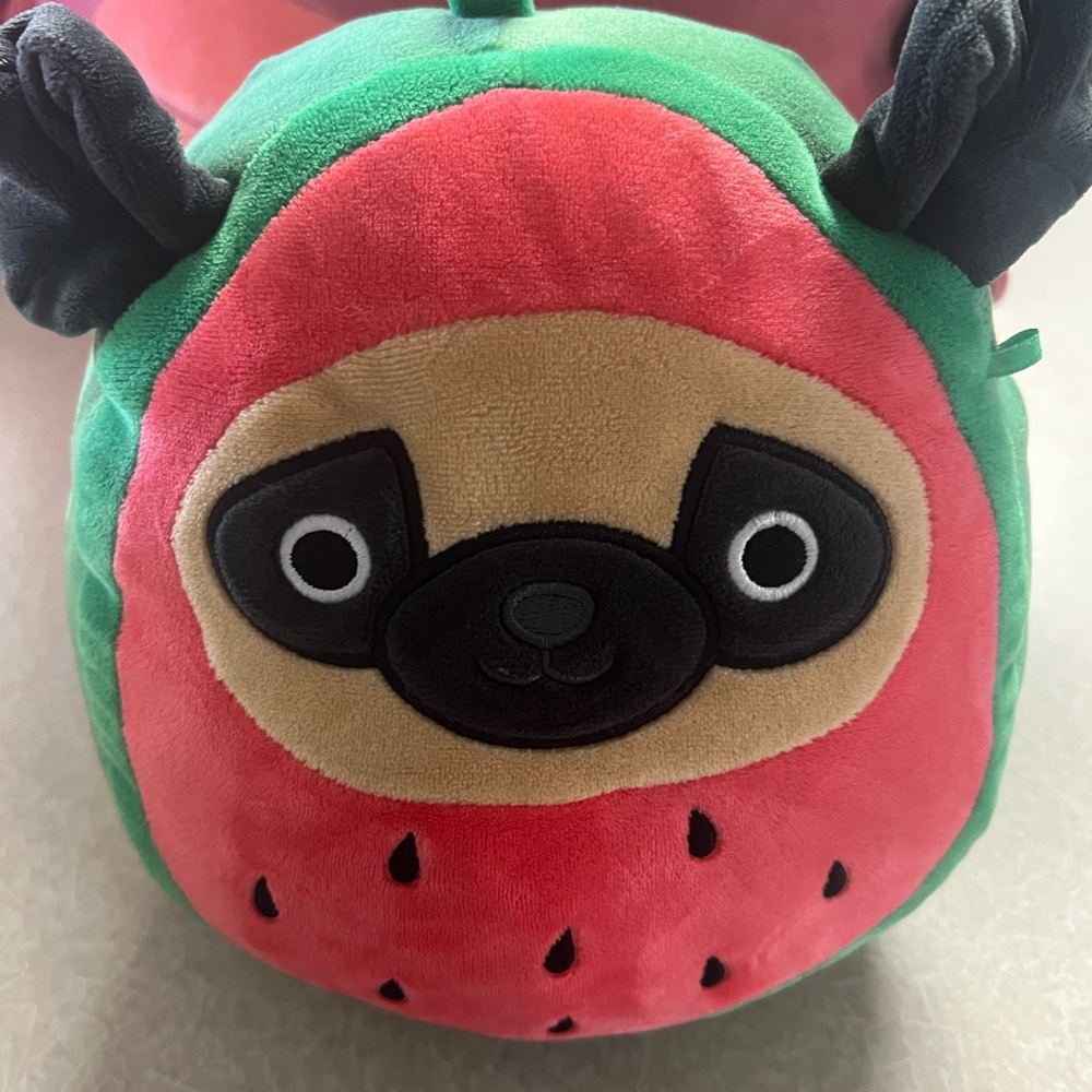 Squishmallows Red and Green Watermelon Pug Stuffed Animal